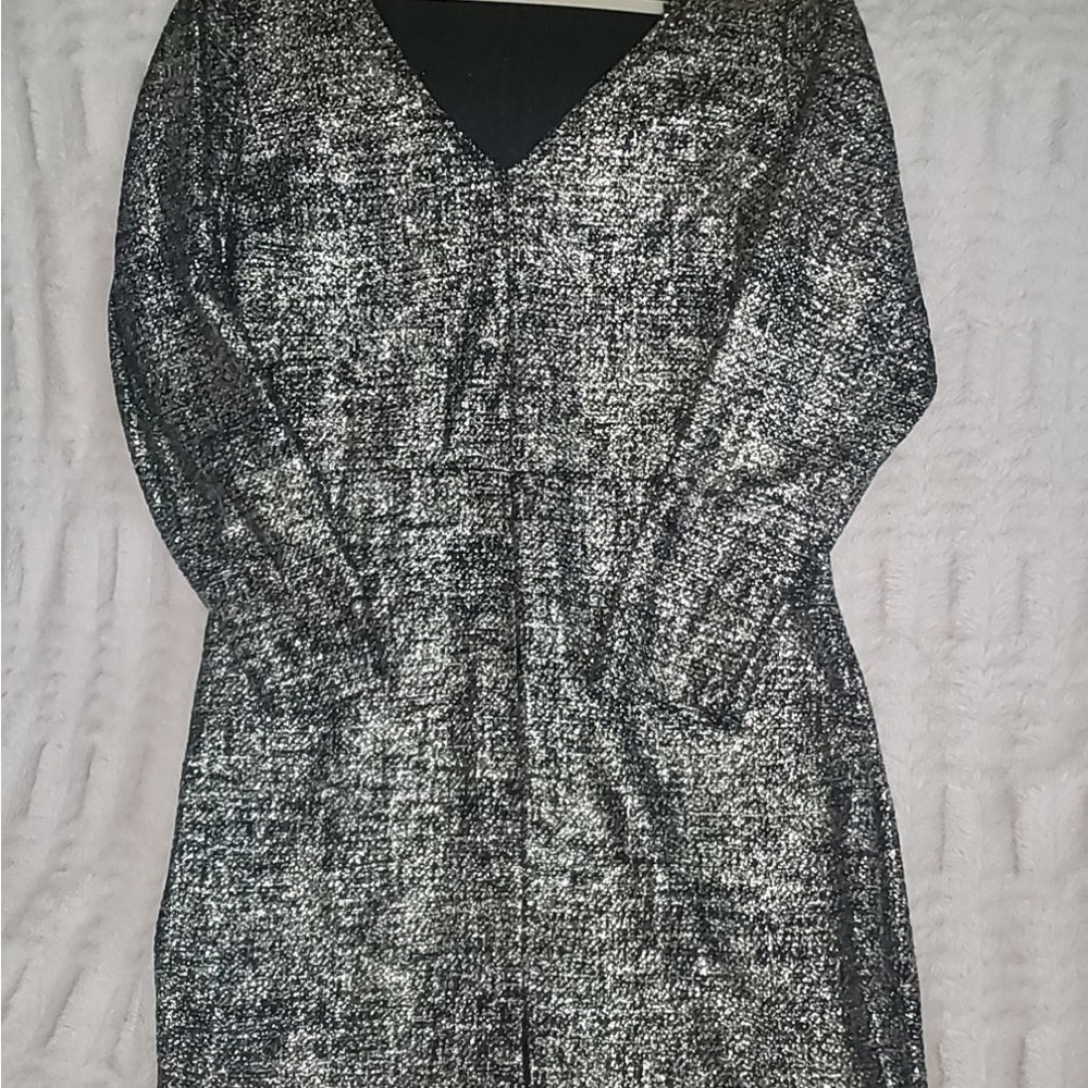 Shimmering silver and black cocktail dress
